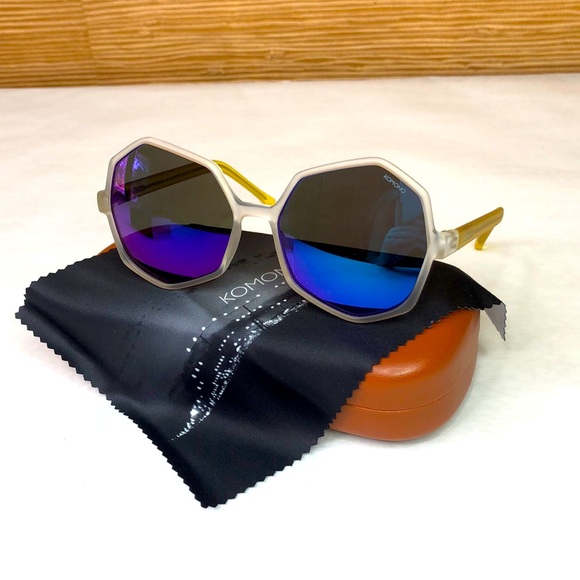 KOMONO Sunglasses NEW Geometric Bonnie Ice Lemon Neon Blue Yellow Festival main image 7